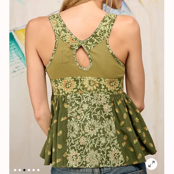 Free People Tibetan Garden Cami Babydoll Tank NWT Sz L Cream - Picture 2 of 9